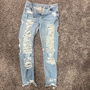 American Eagle Outfitters Ripped Light Blue Skinny Jeans